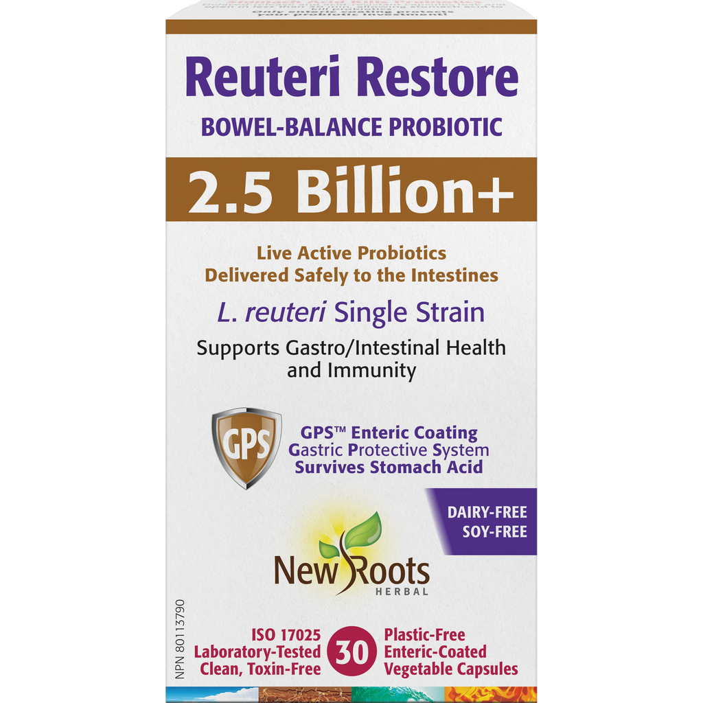 New Roots Reuteri Restore 2.5 Billion 30 Veg. Capsules