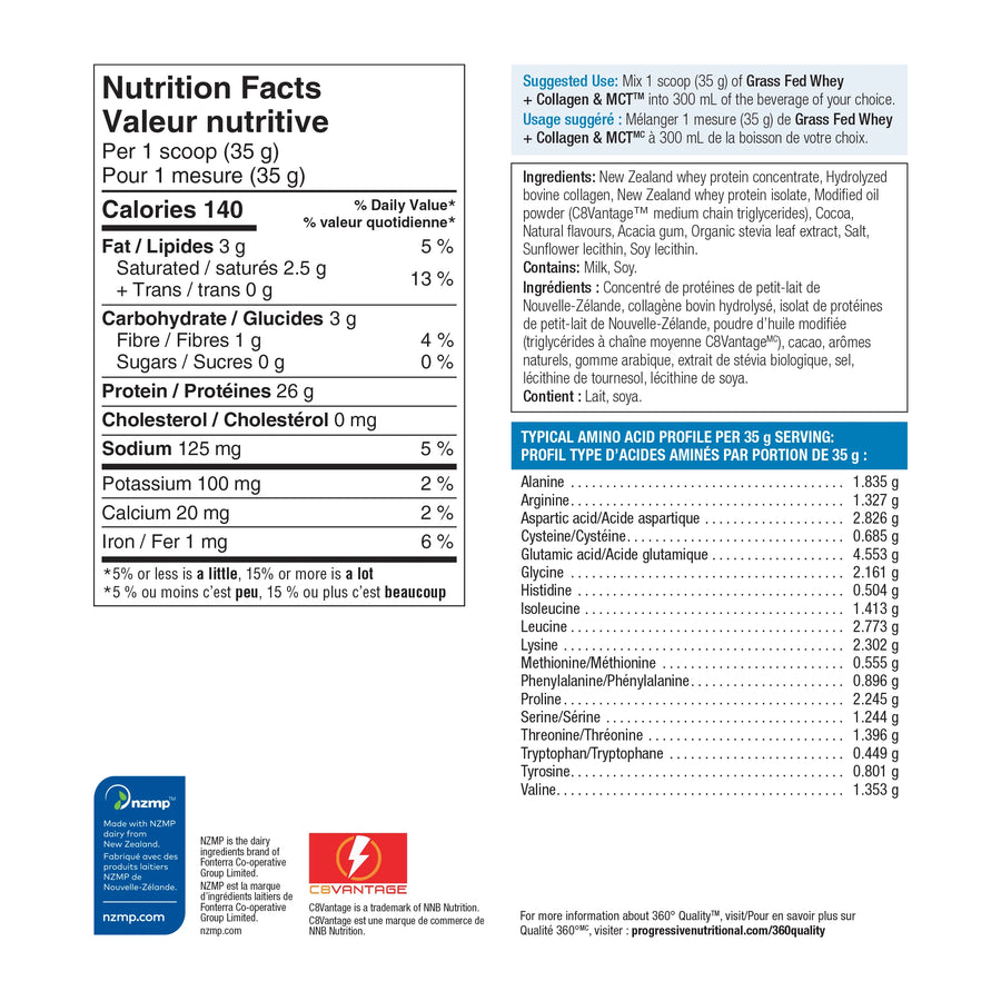 Progressive Grass Fed Whey + Collagen & MCT Choc 700g