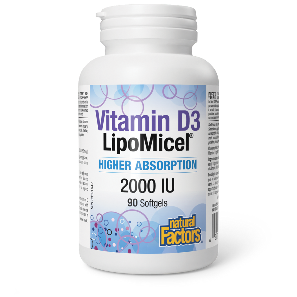 Natural Factors Vitamin D3 LipoMicel 2000IU 90 Softgels