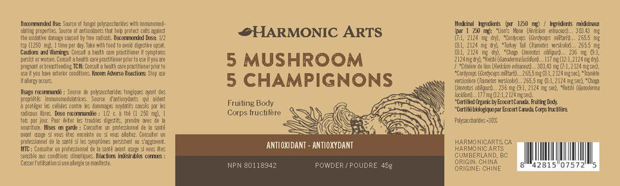 Harmonic Arts 5 Mushroom Concentrated 100g Powder