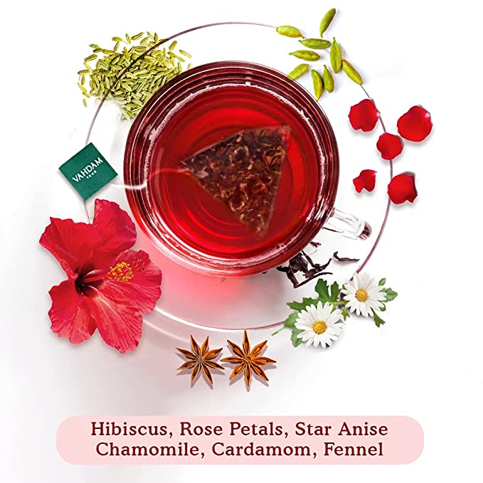 Vahdam Hibiscus Rose 15 Tea Bags