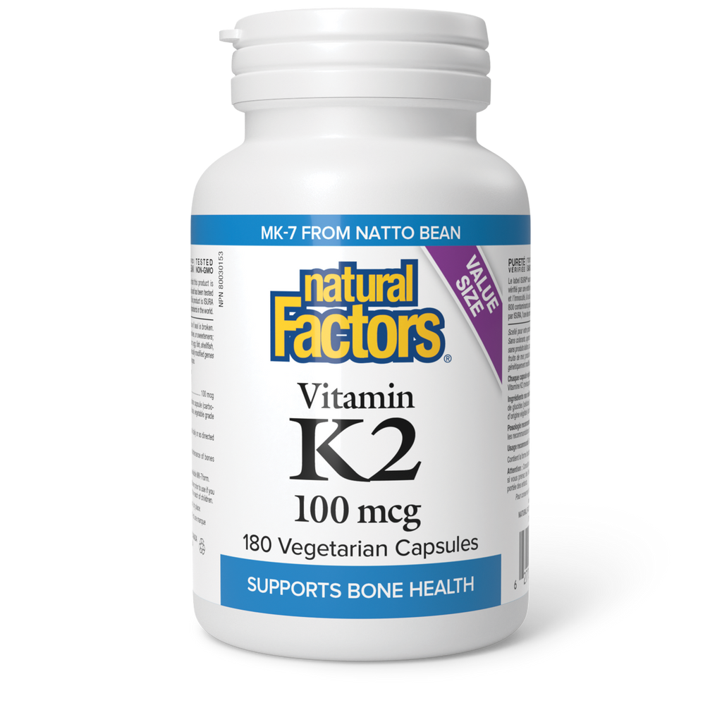 Natural Factors Vitamin K2| 100 mcg 180 Veg. Capsules