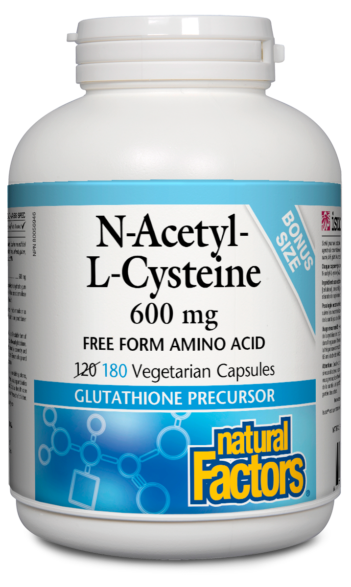Natural Factors NAC N-Acetyl-L-Cysteine 600mg 180 Veg. Capsules