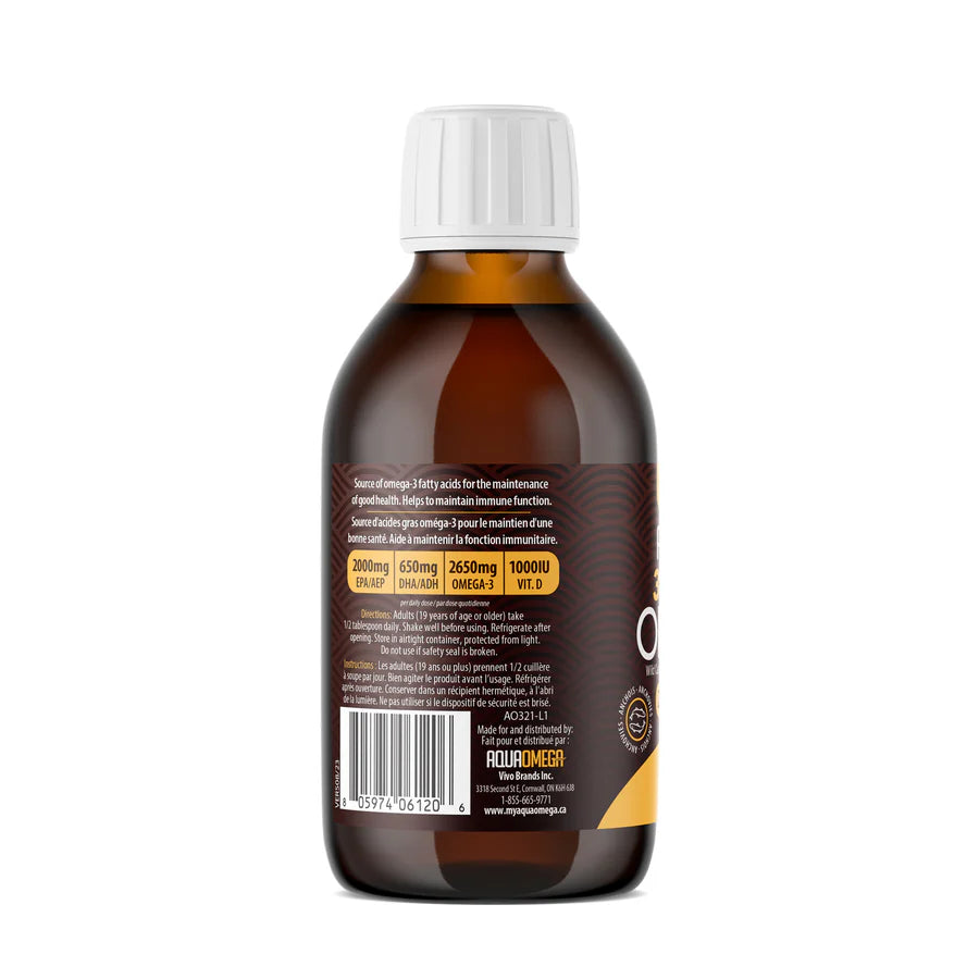 AquaOmega Omega-3 2650mg Lemon Flavour 225ml