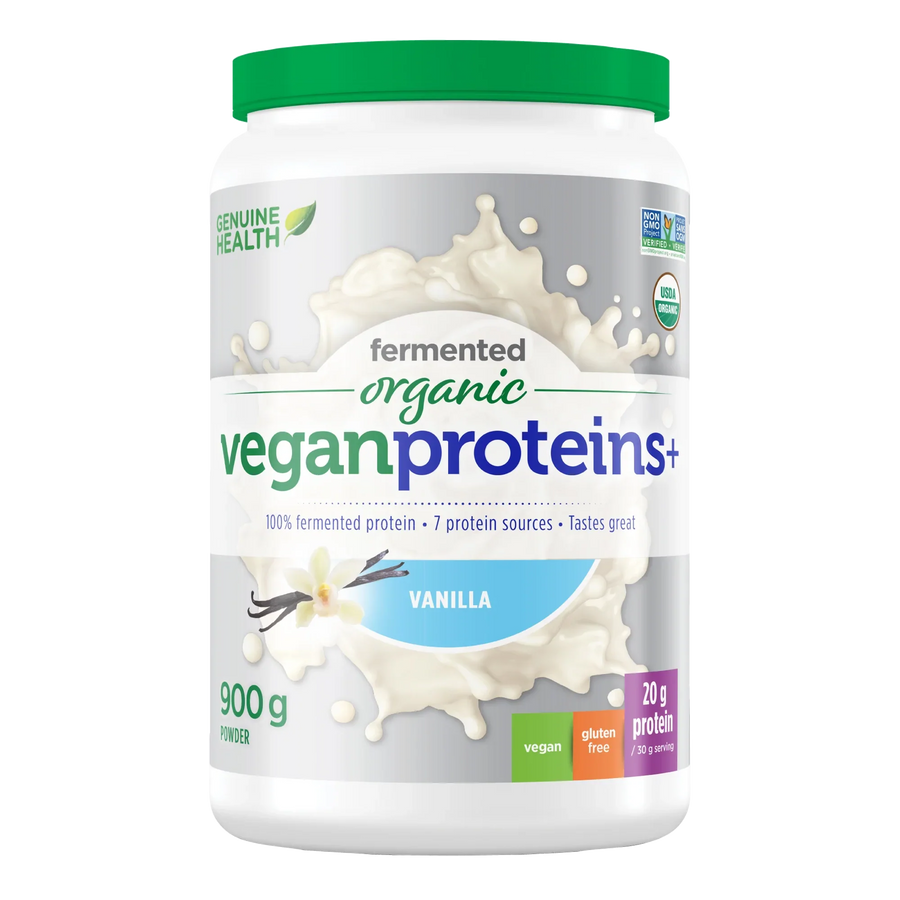 Genuine Health fermented organic vegan protein | vanilla 900g Powder