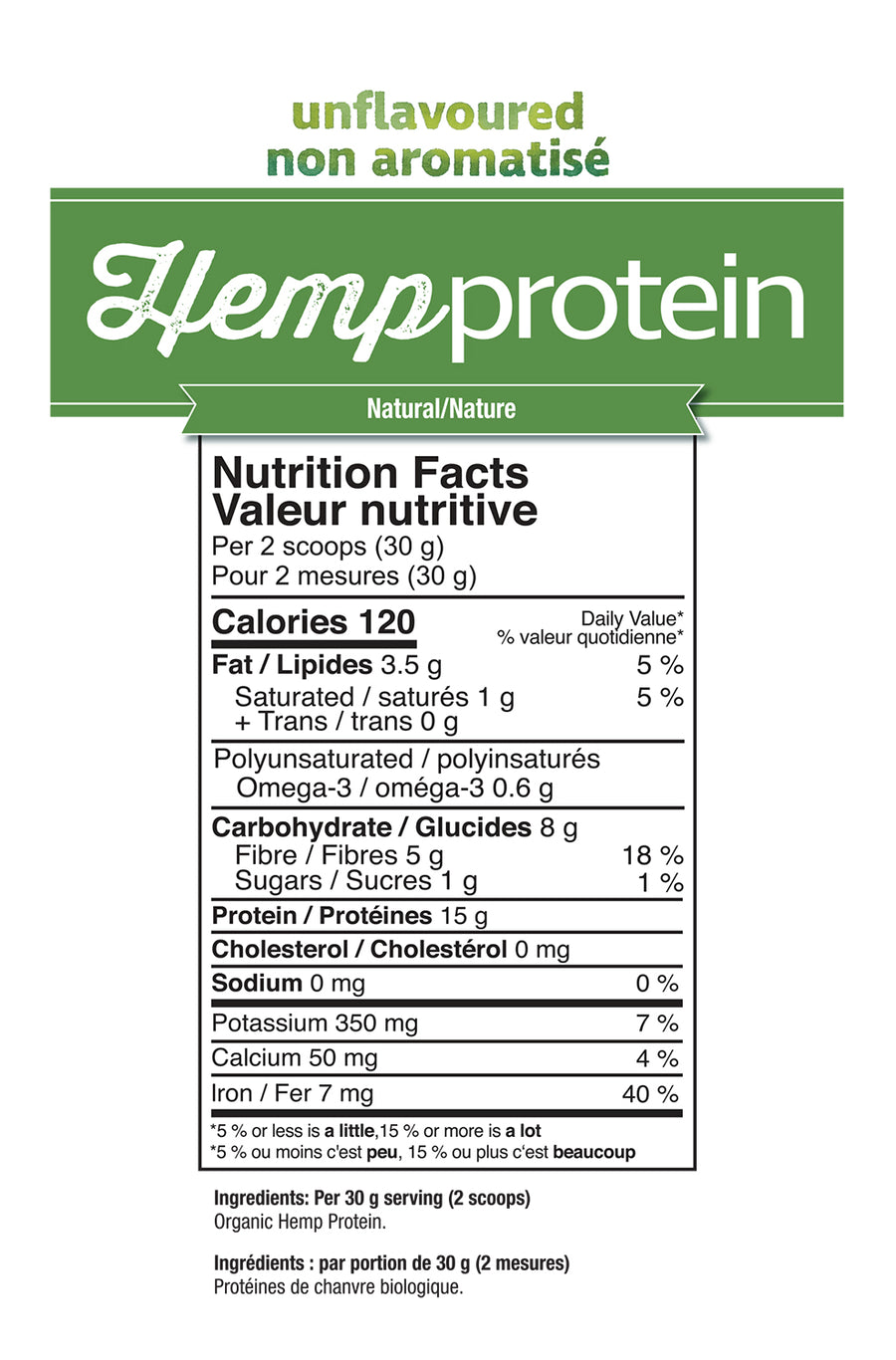 Prairie Naturals Organic Hemp Protein 400g Powder Unflavoured