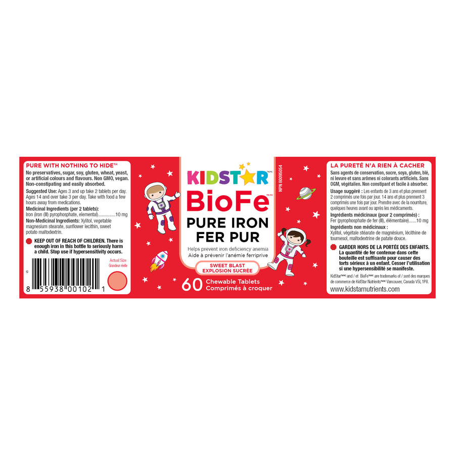 KidStar BioFe Pure Iron 60 Chewables Tablets