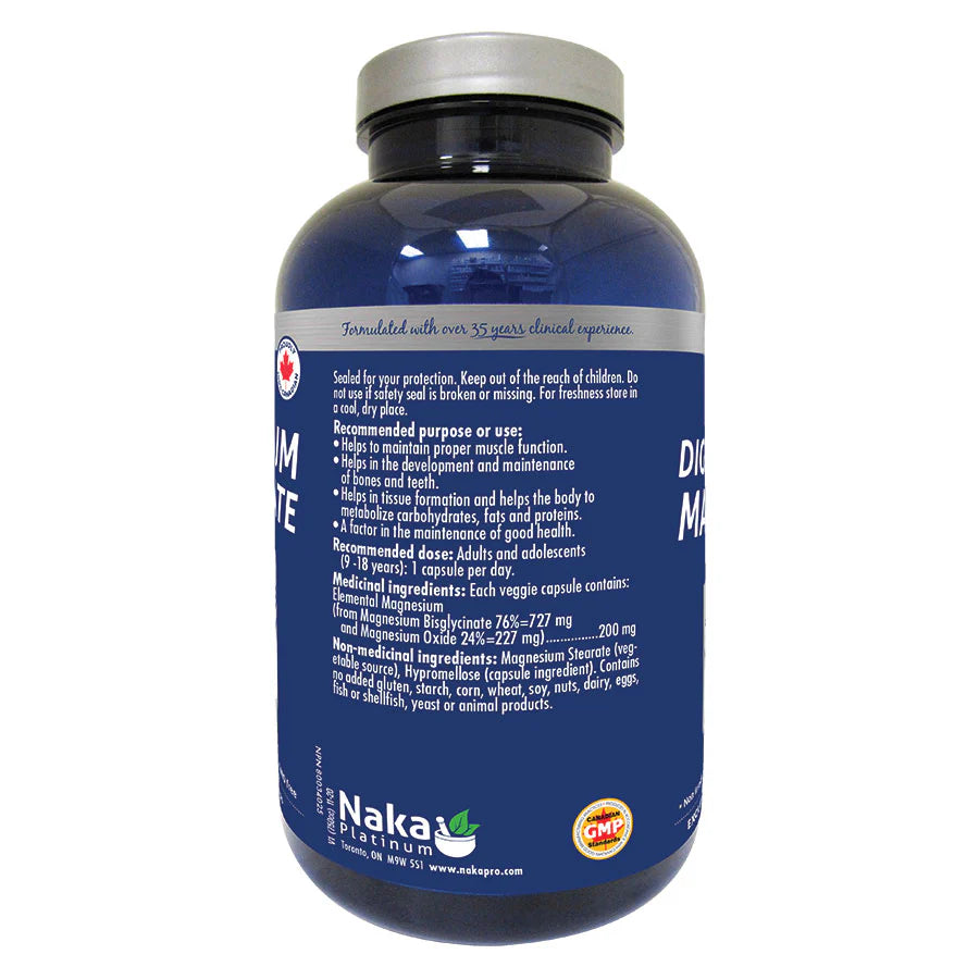 Naka Platinum Magnesium Bisglycinate 200mg 300 Veg. Capsules