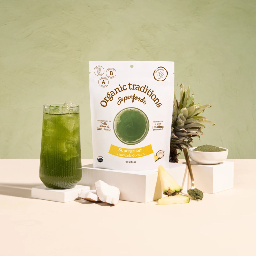 Organic Traditions Supergreens Pineapple Coconut 100g Powder