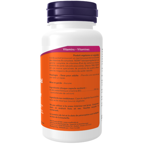 Now Pantothenic Acid 500 mg 100 Veg. Capsules