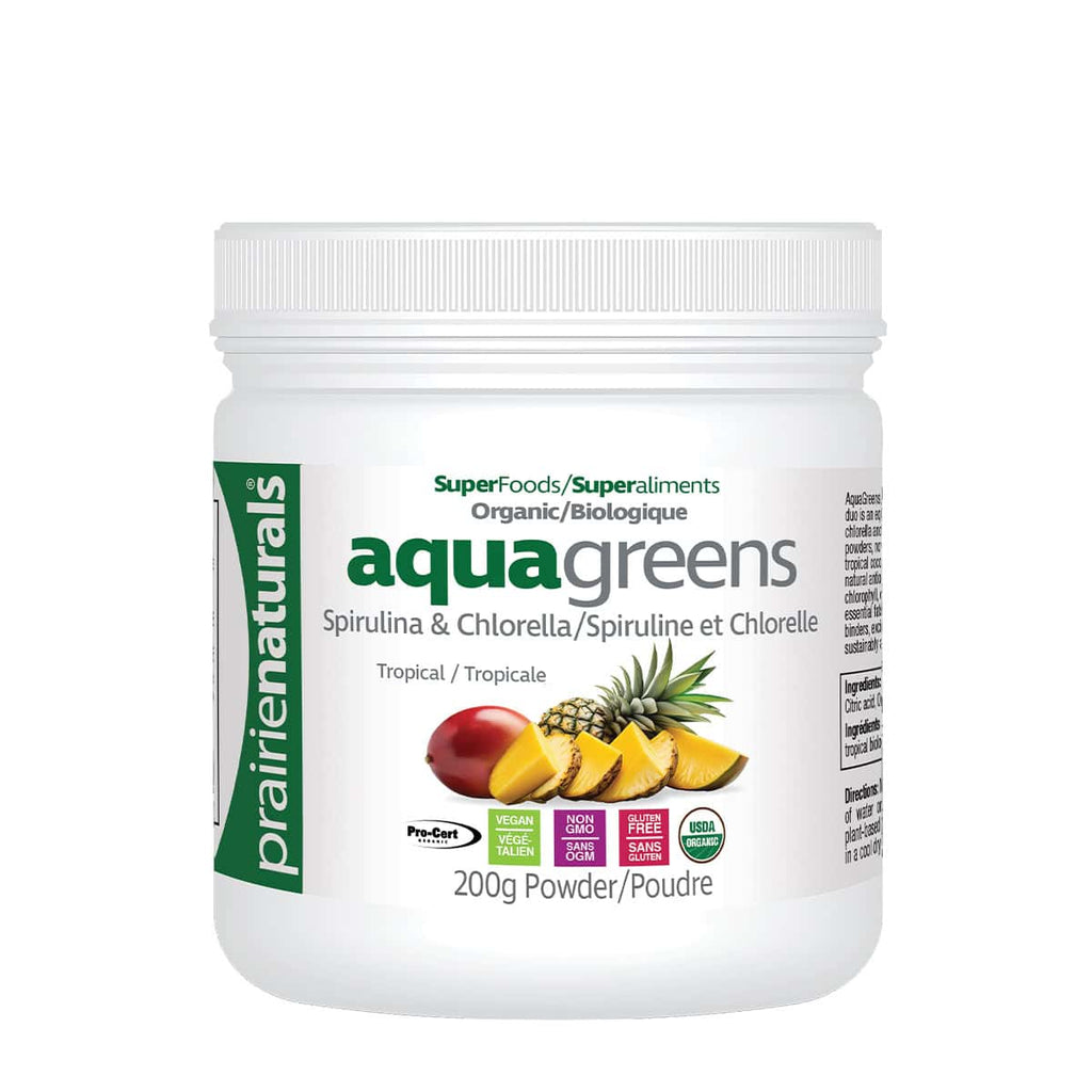 Prairie Naturals Organic Aqua Greens 200g Powder Tropical Flavour