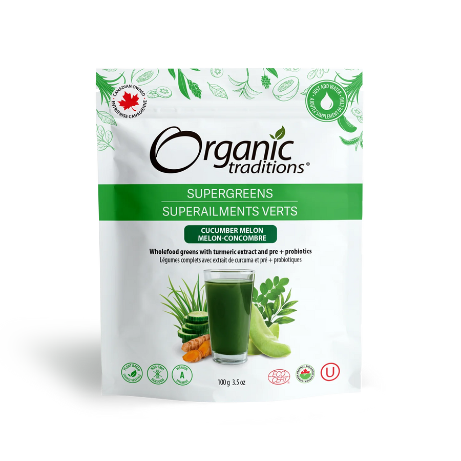 Organic Traditions Supergreens Cucumber Melon 100g Powder