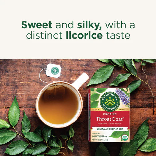 Traditional Medicinals Organic Throat Coat Original Slippery Elm Tea 16 Bags