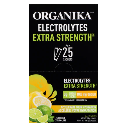 Organika Electrolytes Extra Strength Lemon Lime Flavour 25 Sachets