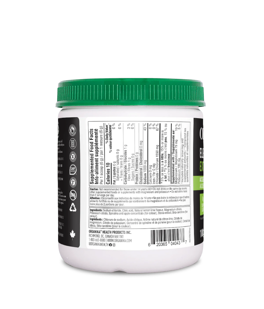 Organika Electrolytes Extra Strength Lemon Lime Flavour 180g Powder