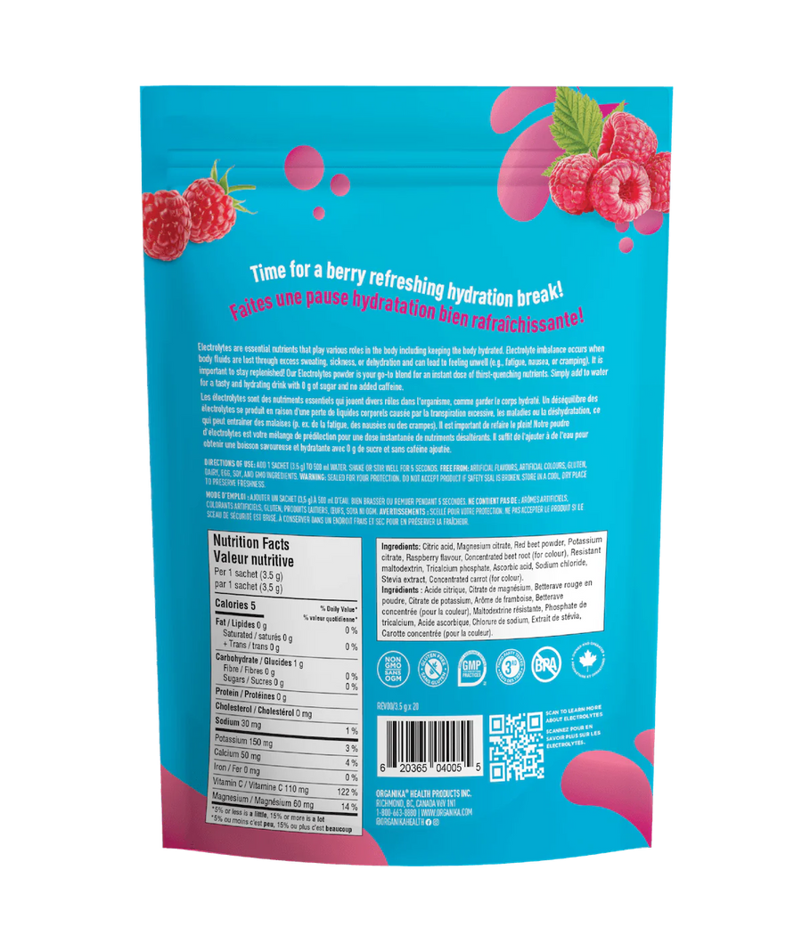 Organika Electrolytes Wild Raspberry Flavour 20 Sachets