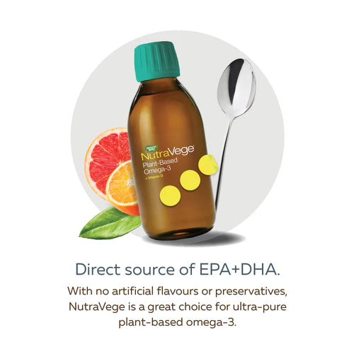 Nature's Way NutraVege Omega-3 +D Plant Based 200ml Liquid Grapefruit Tangerine Flavour