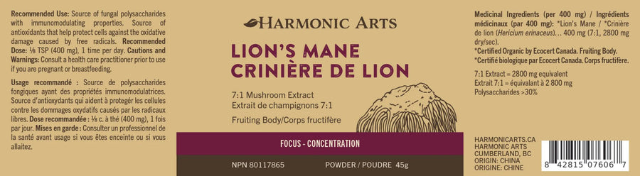 Harmonic Arts Lion's Mane Concentrated 100g Powder
