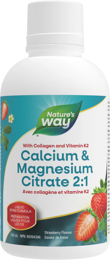 Nature's Way Calcium & Magnesium Citrate 2:1 500ml Liquid Strawberry Flavour