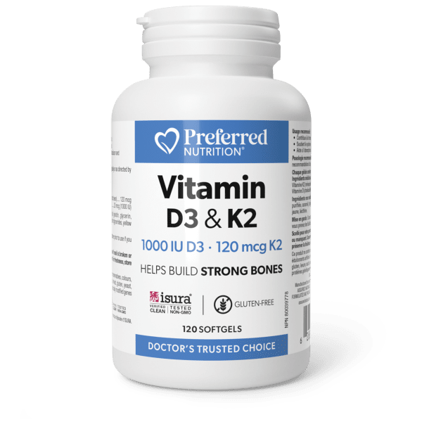 Preferred Nutrition Vitamin D3 & K2| 120 Softgels