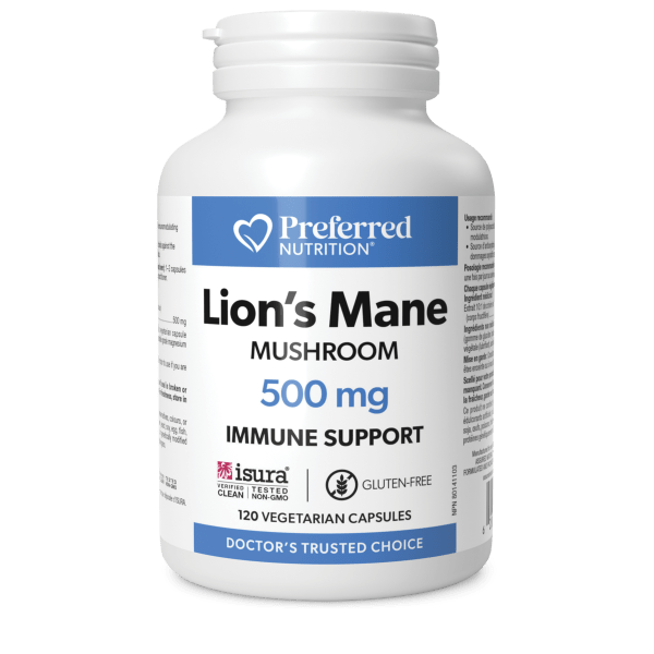 Preferred Nutrition Lion's Mane 500mg 120 Veg. Capsules
