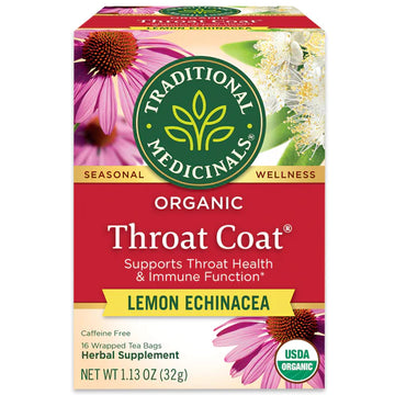 Traditional Medicinals Organic Throat Coat Lemon Echinacea Tea 16 Bags