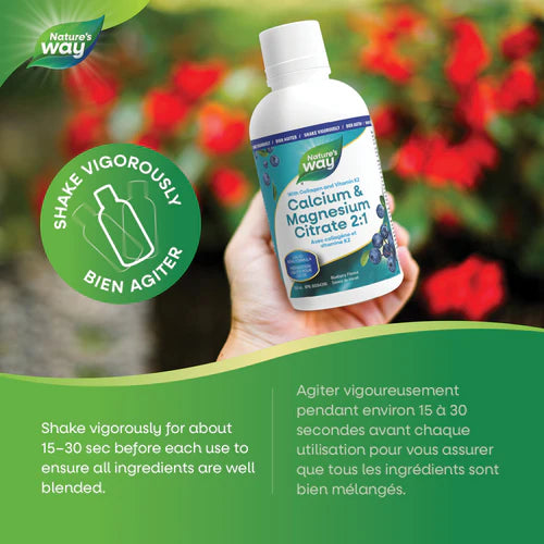 Nature's Way Calcium & Magnesium Citrate 2:1 500ml Liquid Blueberry Flavour