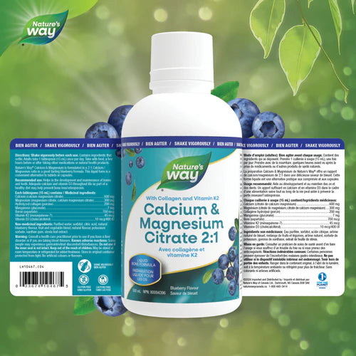 Nature's Way Calcium & Magnesium Citrate 2:1 500ml Liquid Blueberry Flavour