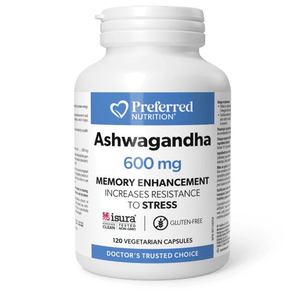 Preferred Nutrition Ashwagandha 600mg 120 Veg. Capsules