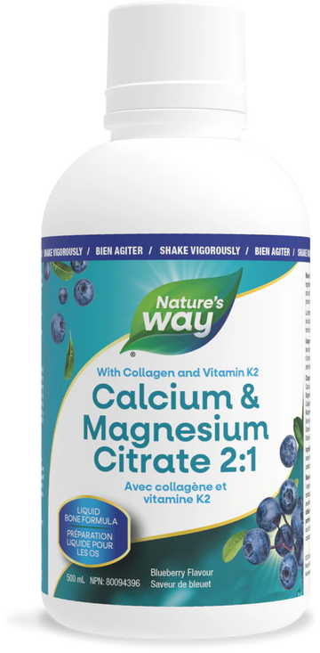 Nature's Way Calcium & Magnesium Citrate 2:1 500ml Liquid Blueberry Flavour