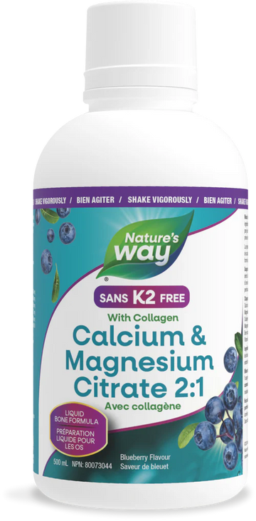 Nature's Way Calcium & Magnesium Citrate 2:1 with Collagen 500ml Liquid Blueberry Flavour
