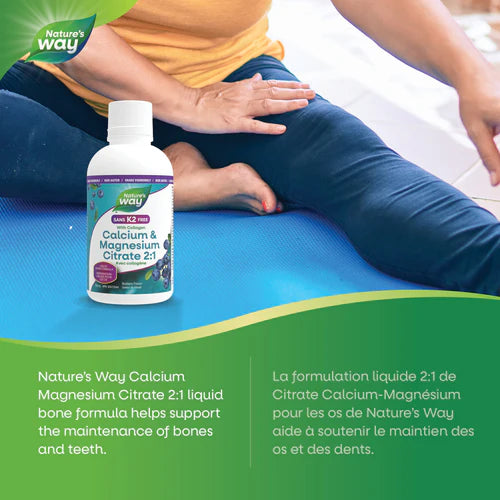 Nature's Way Calcium & Magnesium Citrate 2:1 with Collagen 500ml Liquid Blueberry Flavour