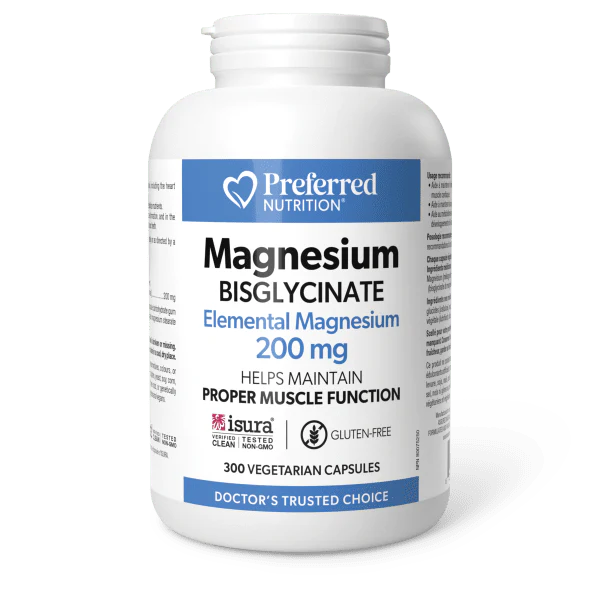 Preferred Nutrition Magnesium Bisglycinate 200mg 300 Veg. Capsules