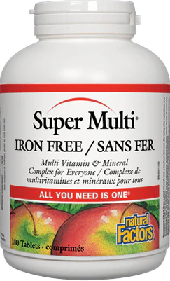 Natural Factors Super Multi Iron Free 180 Tablets