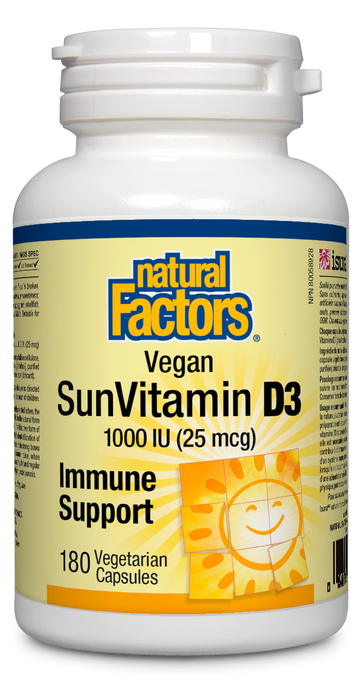 Natural Factors Vegan SunVitamin D3 1000 IU 180 Veg. Capsules