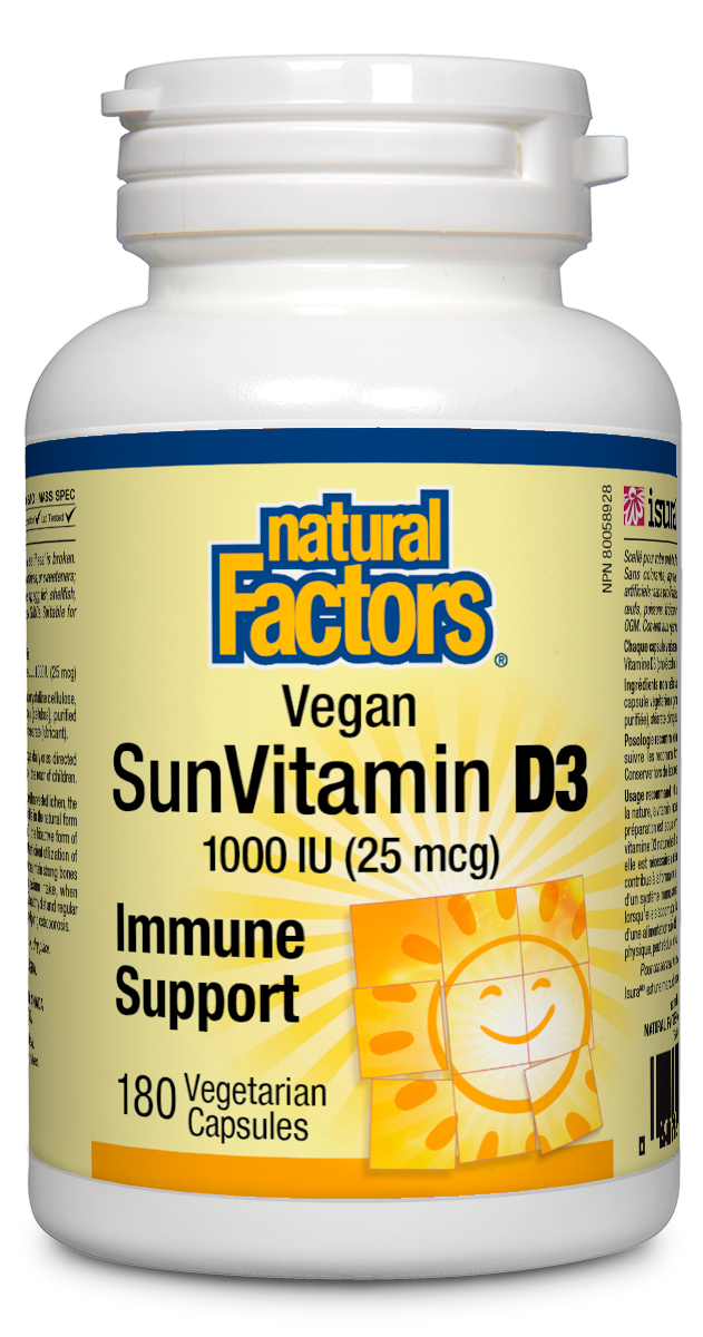 Natural Factors Vegan SunVitamin D3 1000 IU 180 Veg. Capsules