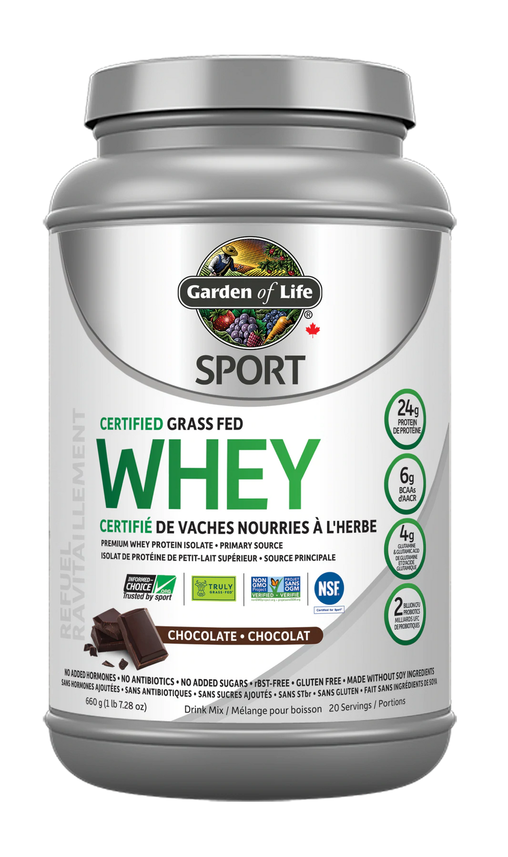 Garden of Life - Sport - Certified Grass Fed Whey Chocolate Flavour 660g Powder