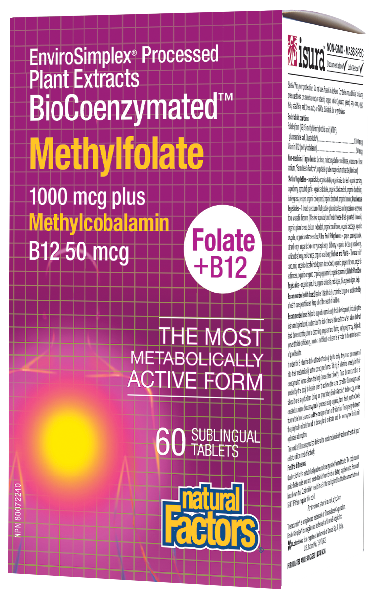 Natural Factors Methylfolate • Folate + B12 | 60 Sublingual Tablets
