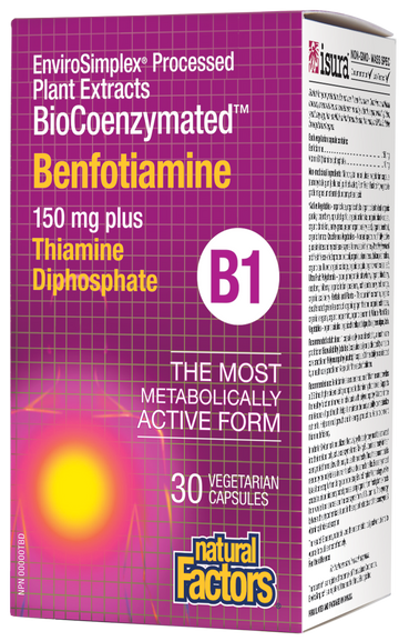 Natural Factors BioCoenzymated Benfotiamine B1 30 Veg. Capsules