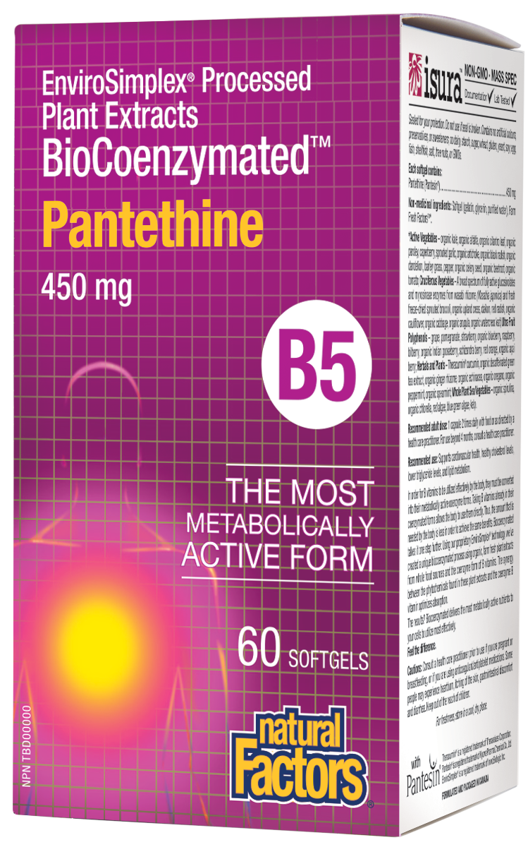 Natural Factors BioCoenzymated Pantethine • B5 450 mg 60 Softgels