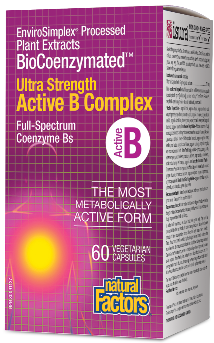 Natural Factors BioCoenzymated Active B Complex Ultra Strength 60 Veg. Capsules