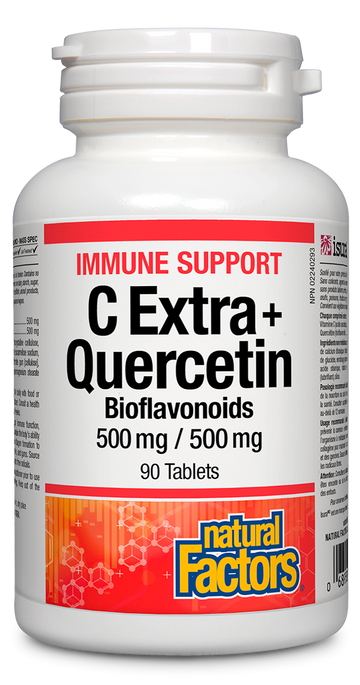 Natural Factors C Extra + Quercetin Bioflavonoids 500mg / 500mg 90 Tablets