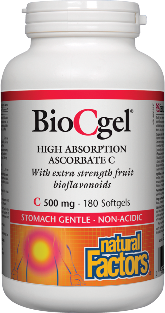 Natural Factors BioCgel High Absorption Ascorbate C 500mg 180 Softgel