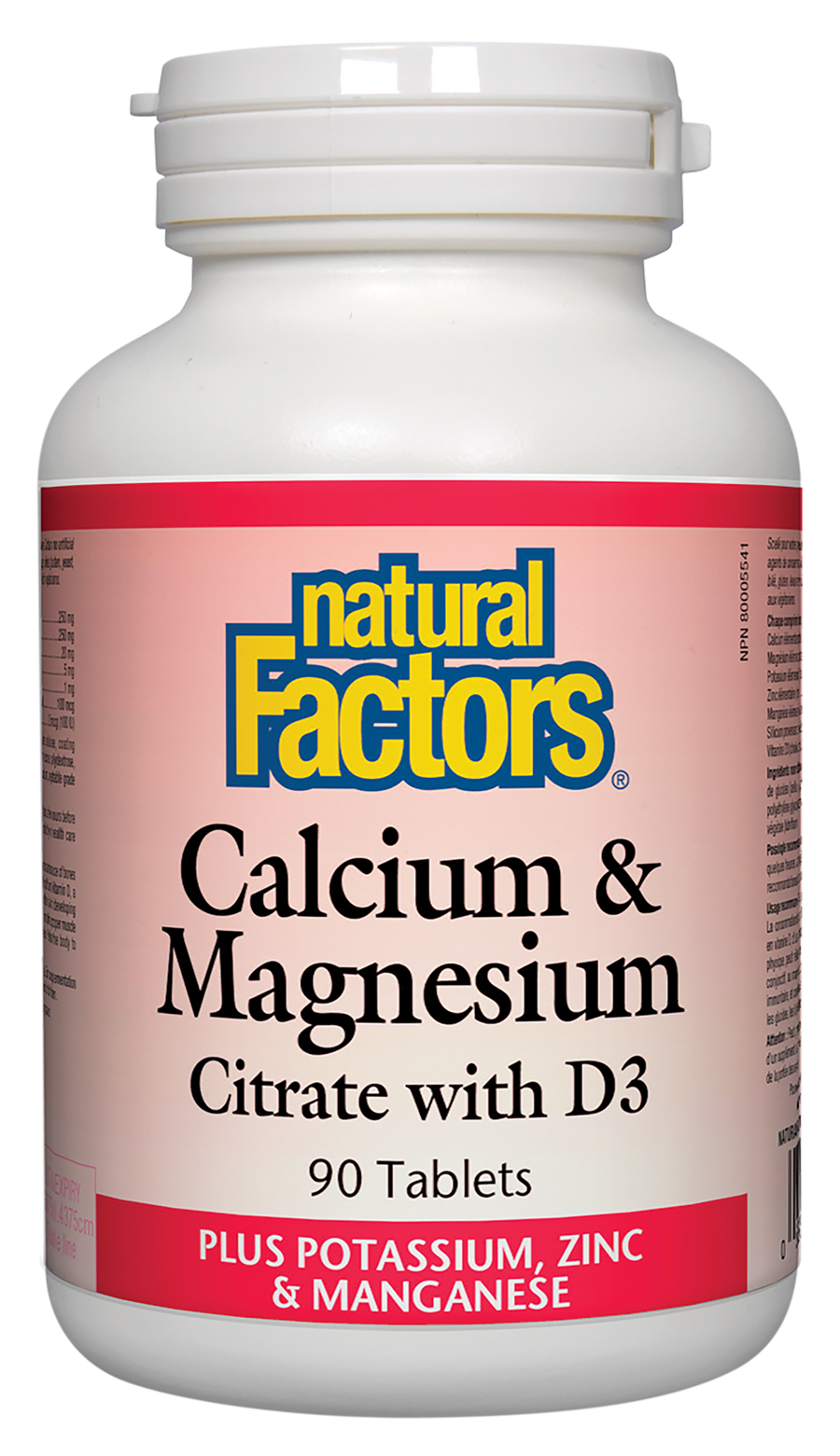 Natural Factors Calcium & Magnesium Citrate with D3 Plus Potassium, Zinc & Manganese Tablets
