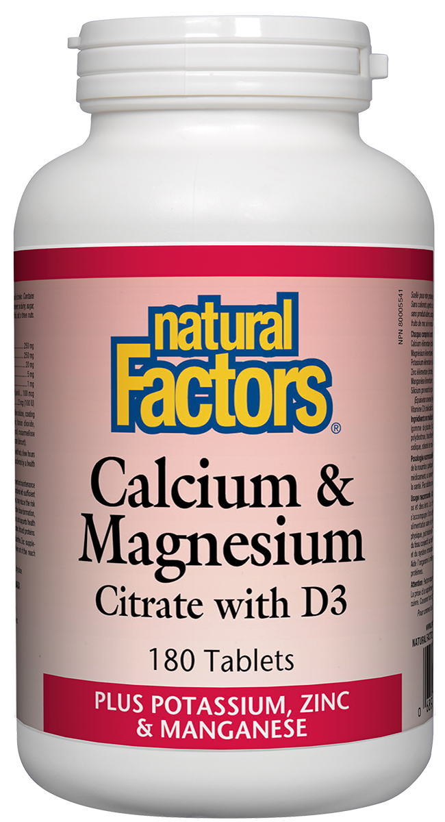 Natural Factors Calcium & Magnesium Citrate with D3 180 Tablets