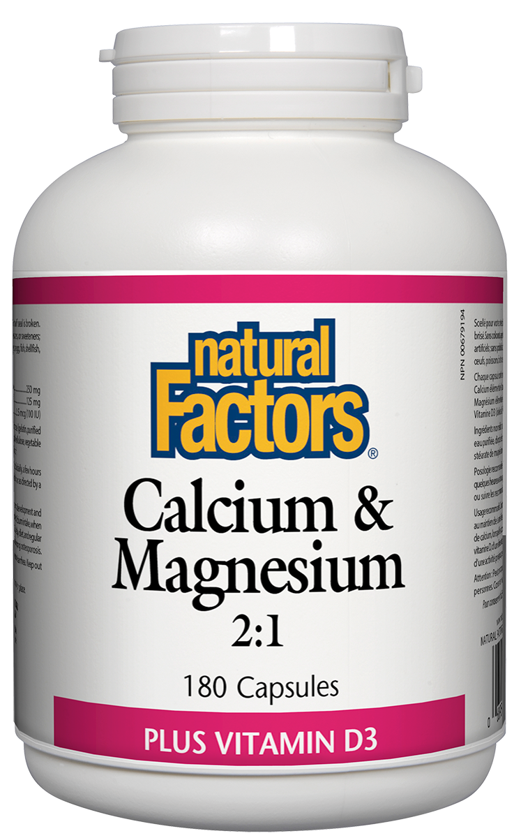 Natural Factors Calcium & Magnesium 2:1 Plus D 180 Capsules