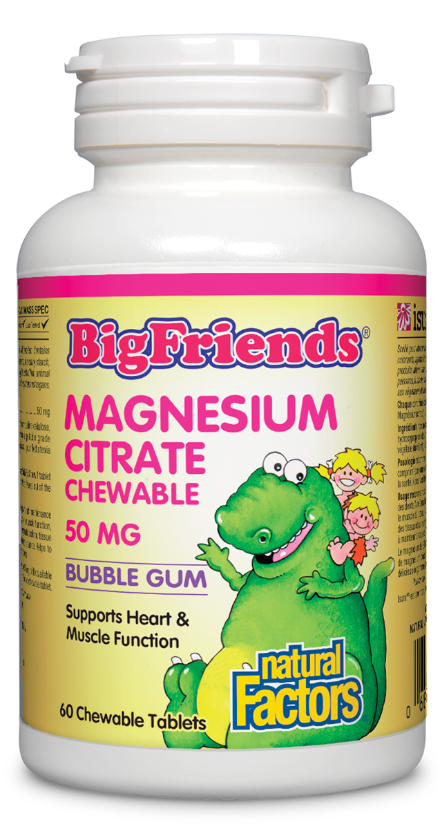 Natural Factors Big Friends Magnesium Citrate 50mg 60 Chewable Tablets