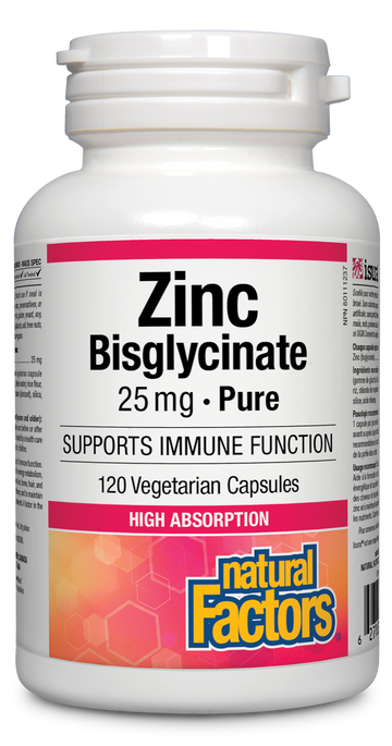 Natural Factors Zinc Bisglycinate 25mg 120 Veg. Capsules