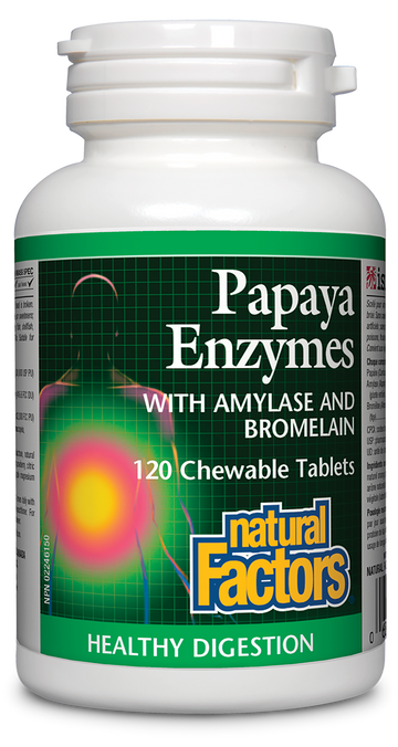 Natural Factors Papaya Enzymes with Amylase and Bromelain 120 Chewable Tablets