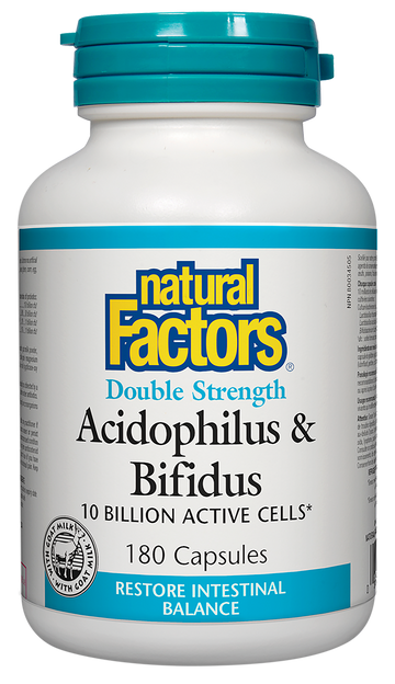 Natural Factors Acidophilus & Bifidus Double Strength 10B 180 Capsules